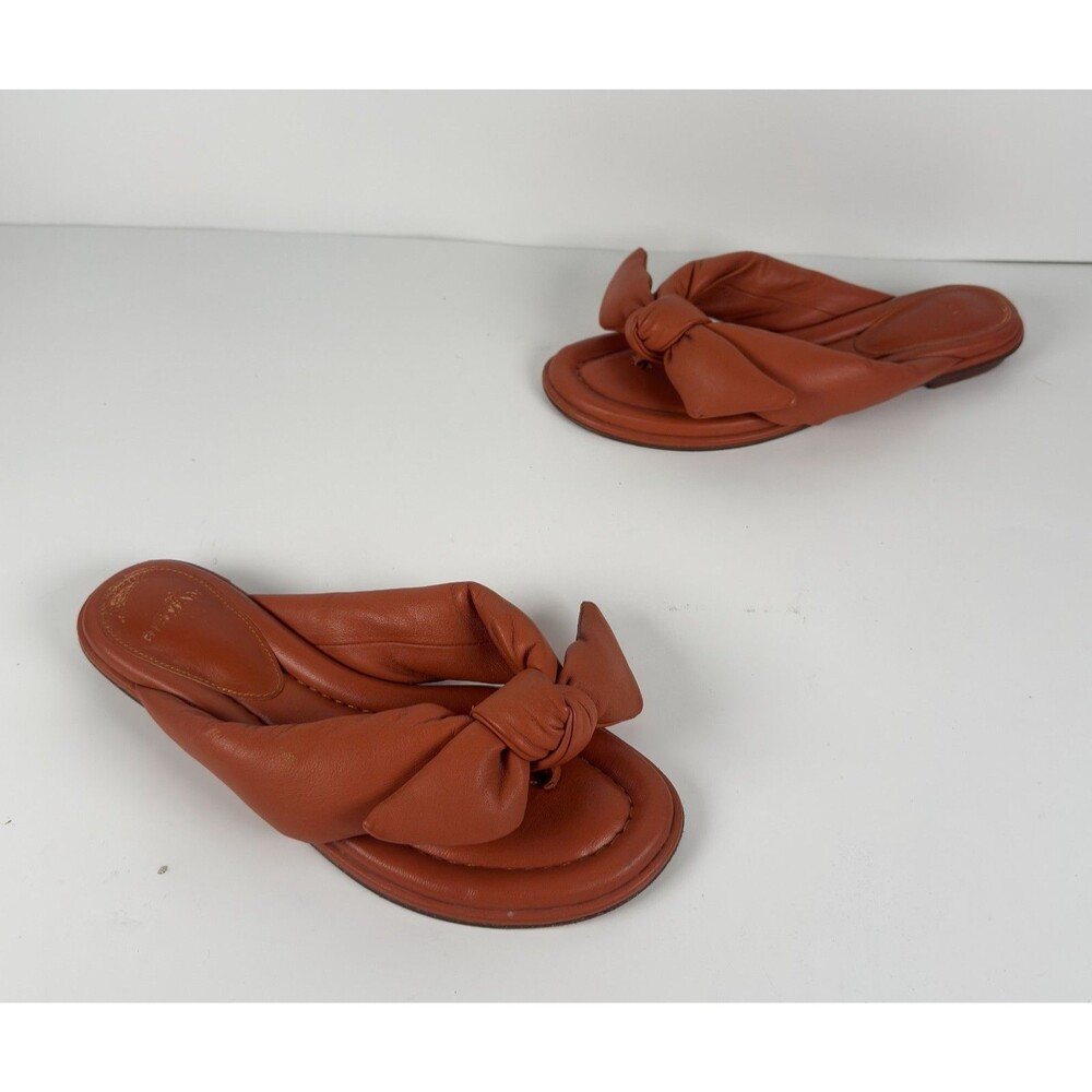 Alexandre Birman Soft Clarita Bow Brown Padded Leather Sandals EU 36.5 US 6.5